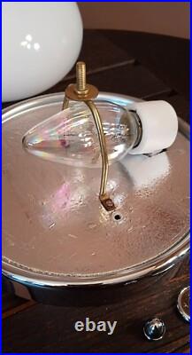 Antique 1920s 1930s Art Deco White & Chrome Gatsby Machine Age Ceiling light Vtg
