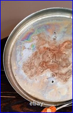 Antique 1920s 1930s Art Deco White & Chrome Gatsby Machine Age Ceiling light Vtg