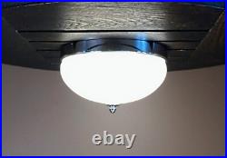 Antique 1920s 1930s Art Deco White & Chrome Gatsby Machine Age Ceiling light Vtg