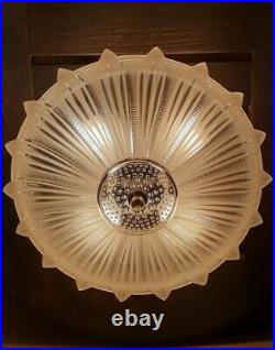 Antique 1920s-30s Art Deco Sunflower Ceiling Light/Lamp Fixture, Semi Flush