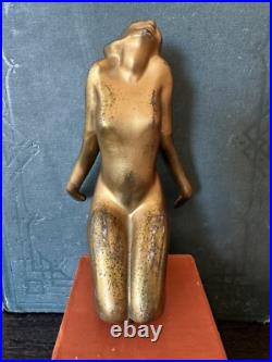 Antique 1920s Art Deco Frankart gold plated brass lady lamp salvage (as is)