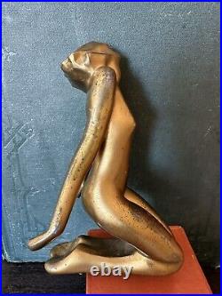 Antique 1920s Art Deco Frankart gold plated brass lady lamp salvage (as is)