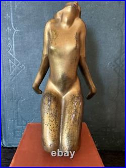 Antique 1920s Art Deco Frankart gold plated brass lady lamp salvage (as is)