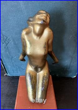 Antique 1920s Art Deco Frankart gold plated brass lady lamp salvage (as is)