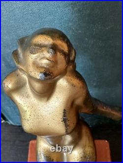 Antique 1920s Art Deco Frankart gold plated brass lady lamp salvage (as is)