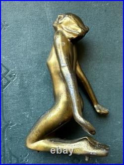 Antique 1920s Art Deco Frankart gold plated brass lady lamp salvage (as is)