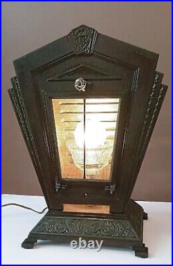 Antique 1920s Art Deco Victorian Cast Iron LARGE Table lamp Light Theater Gatsby