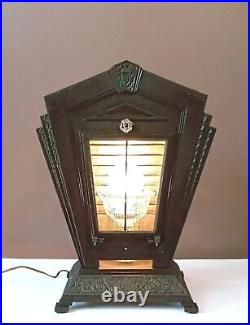 Antique 1920s Art Deco Victorian Cast Iron LARGE Table lamp Light Theater Gatsby