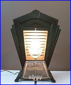 Antique 1920s Art Deco Victorian Cast Iron LARGE Table lamp Light Theater Gatsby