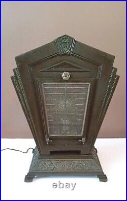 Antique 1920s Art Deco Victorian Cast Iron LARGE Table lamp Light Theater Gatsby