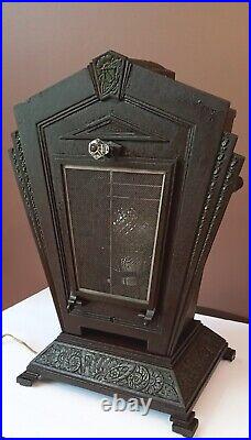 Antique 1920s Art Deco Victorian Cast Iron LARGE Table lamp Light Theater Gatsby