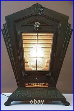 Antique 1920s Art Deco Victorian Cast Iron LARGE Table lamp Light Theater Gatsby