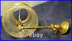 Antique 1920s Art Deco Wall Sconce Gas Lamp Fixture With Shade Brass Finish