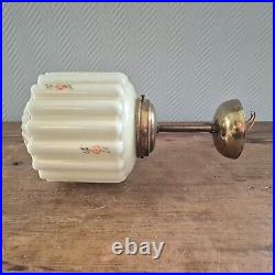 Antique 1920s Hanging Art Deco Opaline Pendant Ceiling Lamp Light Fixture