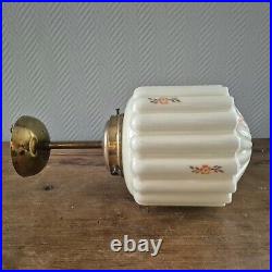 Antique 1920s Hanging Art Deco Opaline Pendant Ceiling Lamp Light Fixture