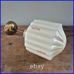 Antique 1920s Hanging Art Deco Opaline Pendant Ceiling Lamp Light Fixture