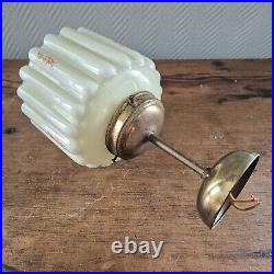 Antique 1920s Hanging Art Deco Opaline Pendant Ceiling Lamp Light Fixture
