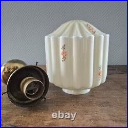 Antique 1920s Hanging Art Deco Opaline Pendant Ceiling Lamp Light Fixture