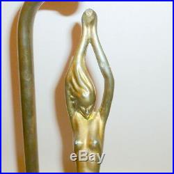 Antique 1930 France Art Deco 24 Bronzed Nude Lamp Onyx Block Base