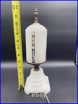 Antique 1930's HouzeX Art Deco Milk Glass Boudoir Skyscraper Torpedo Lamp