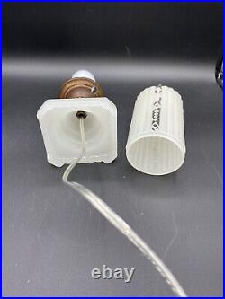 Antique 1930's HouzeX Art Deco Milk Glass Boudoir Skyscraper Torpedo Lamp