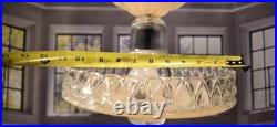 Antique 1930's Peacock Eye Farmhouse Glass Ceiling Light Fixture Pendant