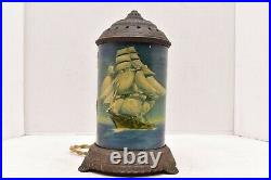 Antique 1930's Scene in Action Cast Iron Sailing Ship Motion Lamp