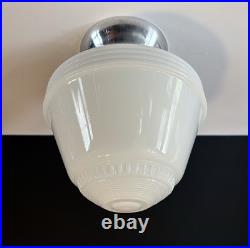Antique 1930s 1940s Art Deco Machine Age Gatsby Glass Ceiling Light Fixture Vtg