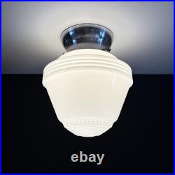 Antique 1930s 1940s Art Deco Machine Age Gatsby Glass Ceiling Light Fixture Vtg