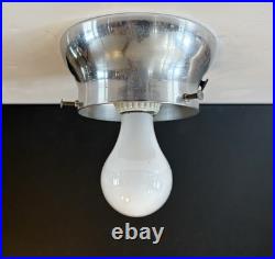 Antique 1930s 1940s Art Deco Machine Age Gatsby Glass Ceiling Light Fixture Vtg