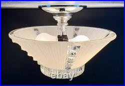 Antique 1930s 1940s Art Deco Nouveau Bubble Glass Machine Age Ceiling Light Vtg