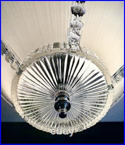 Antique 1930s 1940s Art Deco Nouveau Bubble Glass Machine Age Ceiling Light Vtg