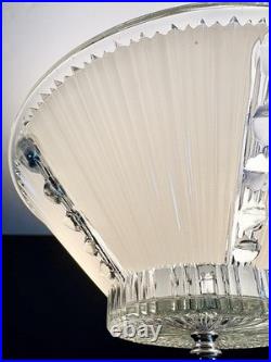 Antique 1930s 1940s Art Deco Nouveau Bubble Glass Machine Age Ceiling Light Vtg