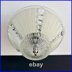 Antique 1930s 1940s Art Deco Nouveau Bubble Glass Machine Age Ceiling Light Vtg