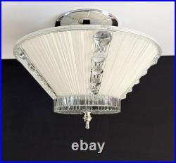 Antique 1930s 1940s Art Deco Nouveau Bubble Glass Machine Age Ceiling Light Vtg
