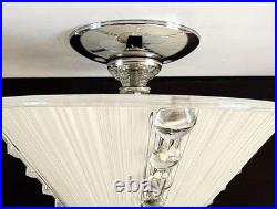 Antique 1930s 1940s Art Deco Nouveau Bubble Glass Machine Age Ceiling Light Vtg