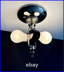 Antique 1930s 1940s Art Deco Nouveau Bubble Glass Machine Age Ceiling Light Vtg