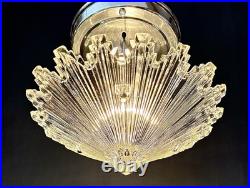 Antique 1930s 40's Art Deco Gatsby Bursting Star Petite Ceiling Light Fixture