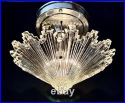 Antique 1930s 40's Art Deco Gatsby Bursting Star Petite Ceiling Light Fixture