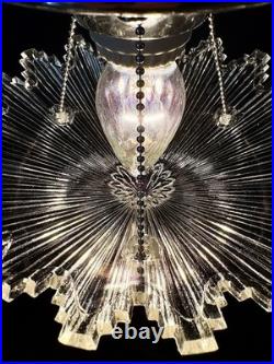 Antique 1930s 40's Art Deco Gatsby Bursting Star Petite Ceiling Light Fixture