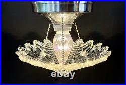 Antique 1930s 40's Art Deco Gatsby Bursting Star Petite Ceiling Light Fixture