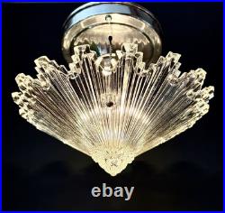 Antique 1930s 40's Art Deco Gatsby Bursting Star Petite Ceiling Light Fixture