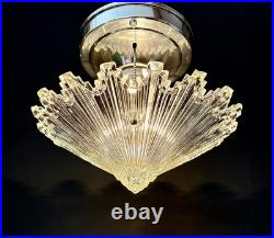 Antique 1930s 40's Art Deco Gatsby Bursting Star Petite Ceiling Light Fixture