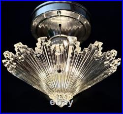 Antique 1930s 40's Art Deco Gatsby Bursting Star Petite Ceiling Light Fixture