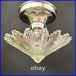 Antique 1930s 40's Art Deco Gatsby Bursting Star Petite Ceiling Light Fixture