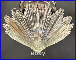 Antique 1930s 40's Art Deco Gatsby Bursting Star Petite Ceiling Light Fixture