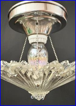 Antique 1930s 40's Art Deco Gatsby Bursting Star Petite Ceiling Light Fixture
