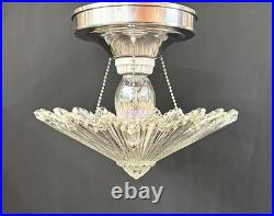 Antique 1930s 40's Art Deco Gatsby Bursting Star Petite Ceiling Light Fixture
