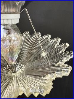 Antique 1930s 40's Art Deco Gatsby Bursting Star Petite Ceiling Light Fixture
