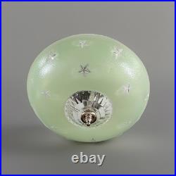 Antique 1930s 40s Art Deco Machine Age Green Ceiling Light Fixture Federal Stars